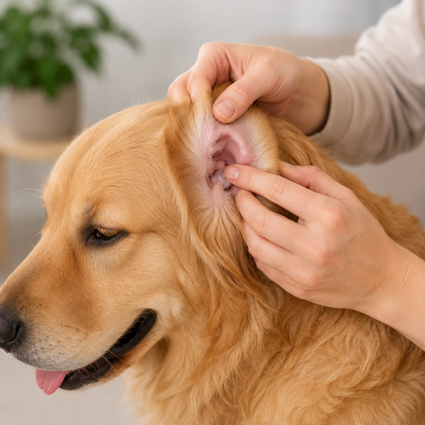 Massage the base of the ear
for 30–60 seconds to help
loosen buildup and distribute
the formula evenly.